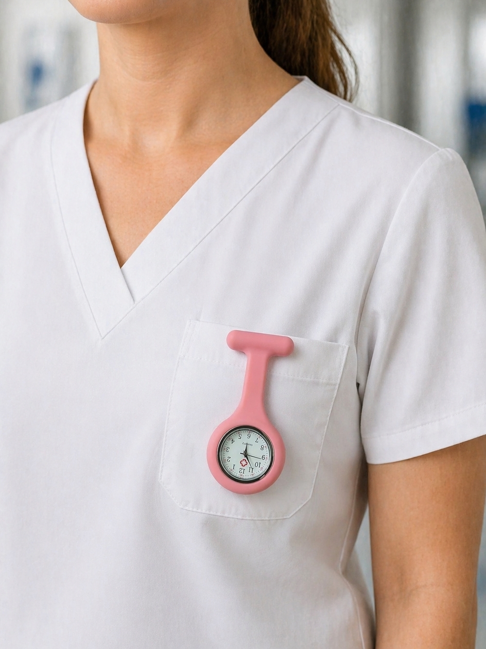 Peach Gel Silicone Fob Watch Nurse Clip